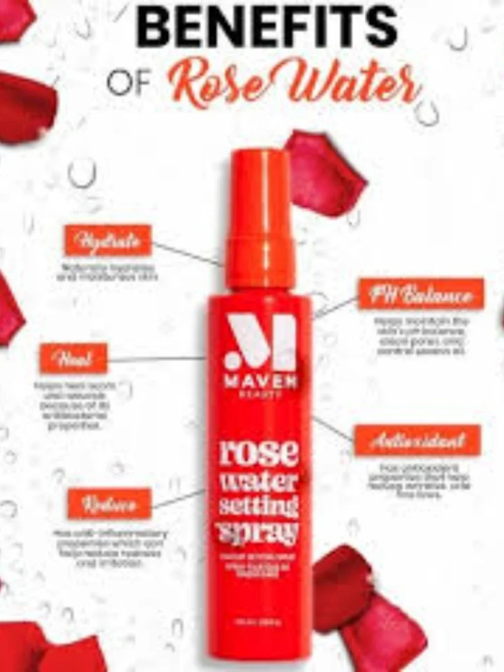 Maven Beauty ✦ Rose Water Setting Spray ✦ Makeup Finishing Mist Vegan 100ml NWT